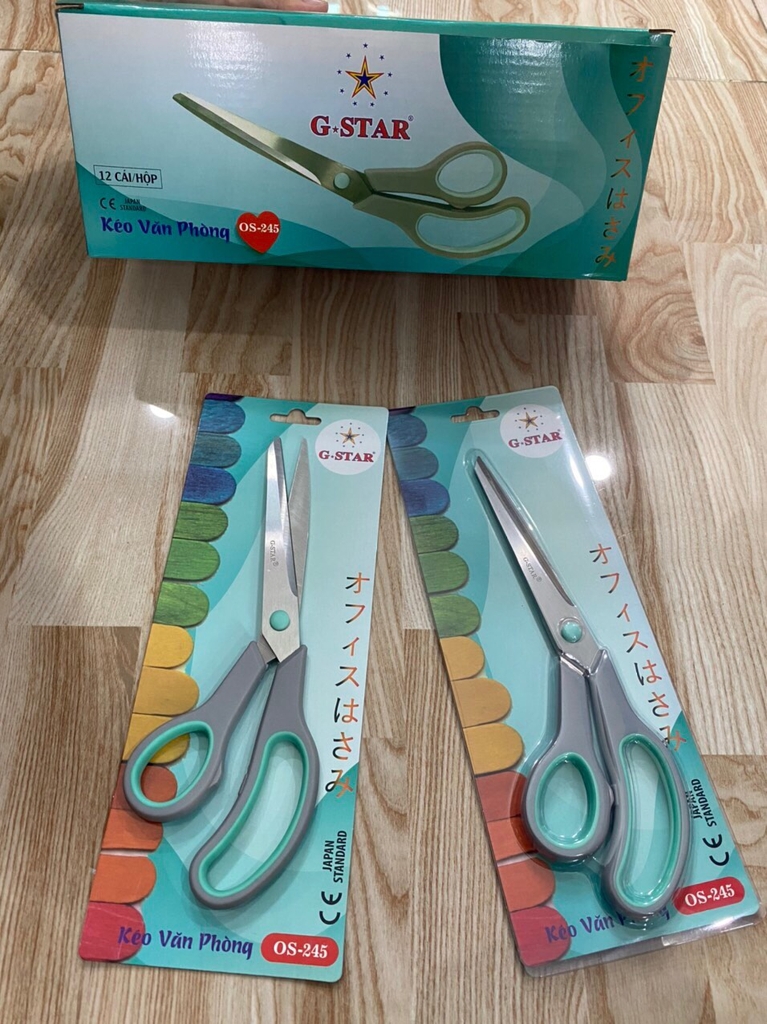 G-Star Kéo văn phòng kiểu OS-245 lưỡi dày 2,5mm (12 Cây/Hộp; 12 Hộp/ Thùng)