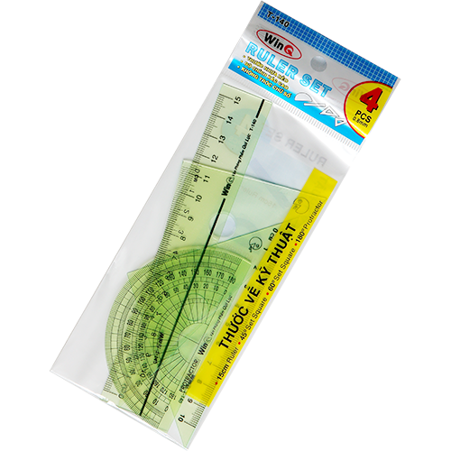 Win Q Bộ Thước 4 Cây Nhựa Dẻo Kỹ Thuật T-140 (20 Bộ/Hộp; 50 Hộp/ Thùng)