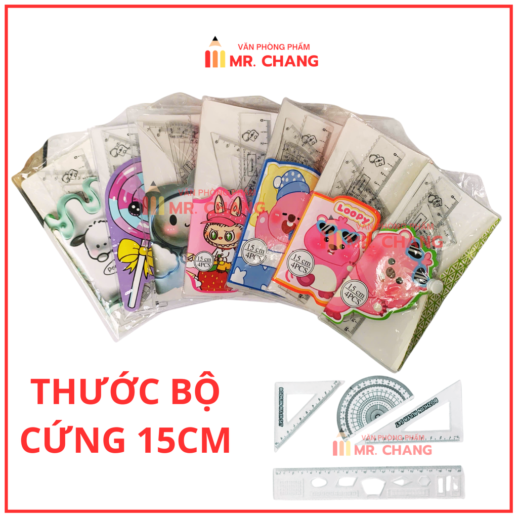 . Thước Bộ Nút Cứng Aihao 15cm (4 Cây/Bộ; 50 Bộ/Hộp; 16 Hộp/Thùng)