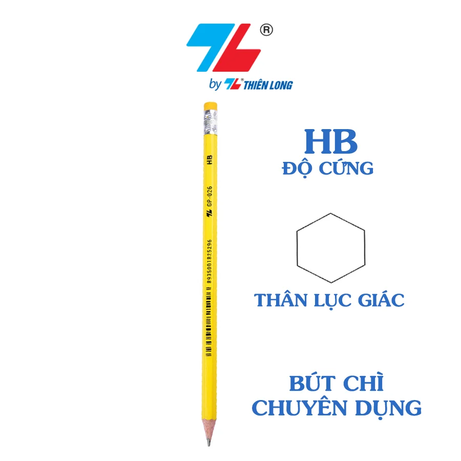 TL - Bút Chì Gỗ HB Có Gôm GP026 (10 Cây/Hộp)