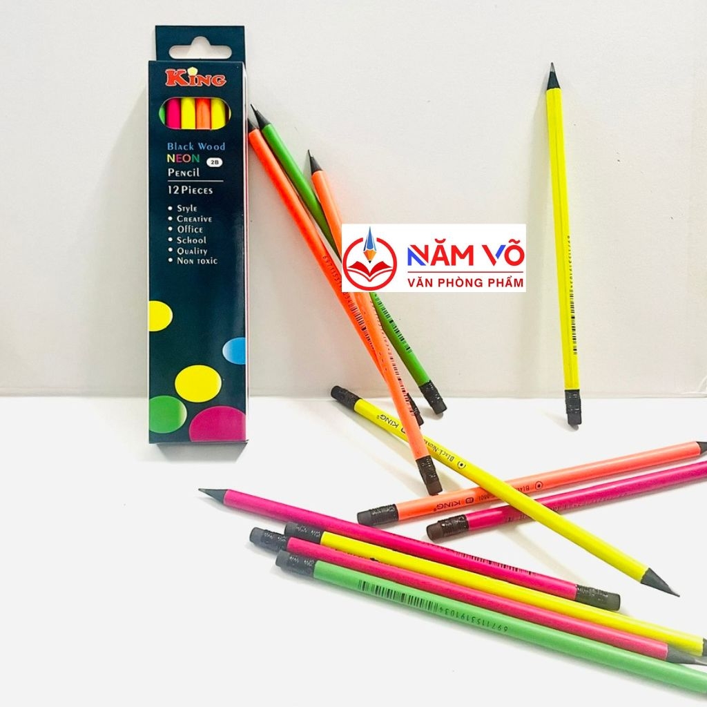 . Bút Chì Gỗ Dạ Quang Có Gôm 8801 (12 Cây/ Hộp; 12 Hộp/ Lốc; 240 Hộp/ Thùng)