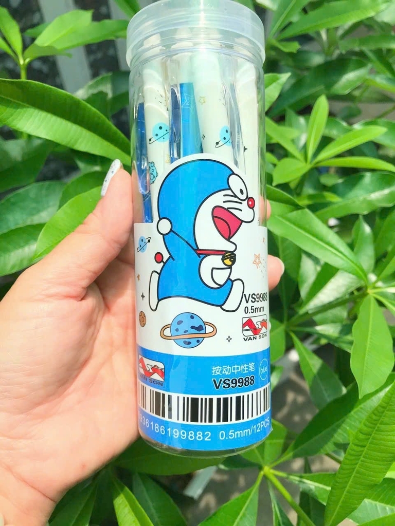 . LON 12 CÂY Bút Gel Bấm Xóa Được VS, King Lon (Xanh, Tím) (12 Cây/Lon) (12 Lon/Lốc) (16 Lốc/Thùng)