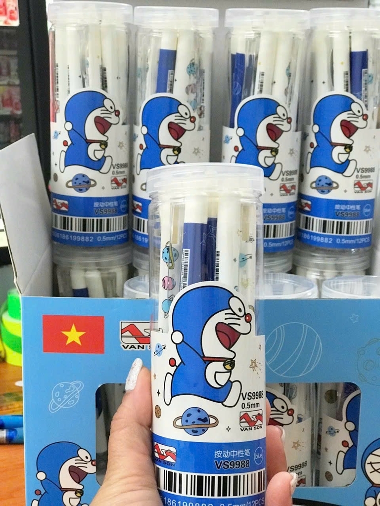 . LON 12 CÂY Bút Gel Bấm Xóa Được VS, King Lon (Xanh, Tím) (12 Cây/Lon) (12 Lon/Lốc) (16 Lốc/Thùng)