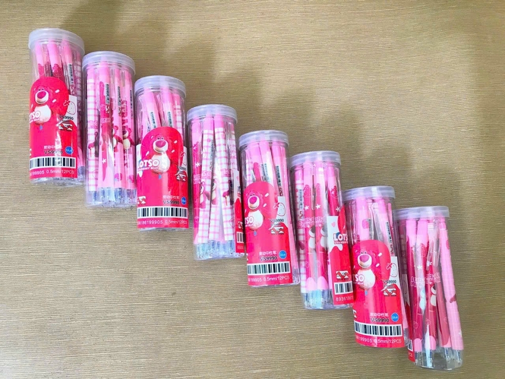 . LON 12 CÂY Bút Gel Bấm Xóa Được VS, King Lon (Xanh, Tím) (12 Cây/Lon) (12 Lon/Lốc) (16 Lốc/Thùng)