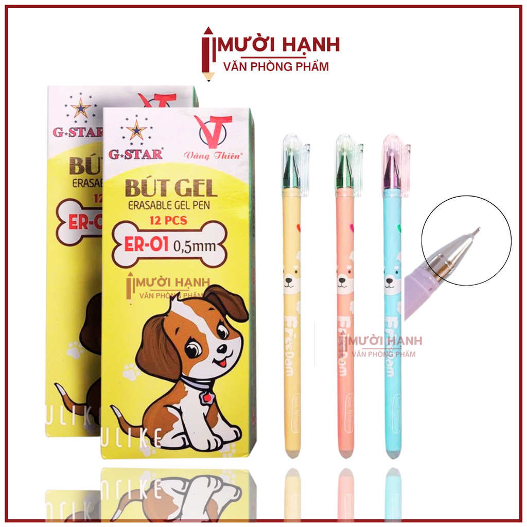 G-Star Bút Gel Xoá Được ER01 (Xanh, Tím, Đen) (12 Cây/Hộp; 10 Hộp/ Lốc; 120 Hộp/Thùng)