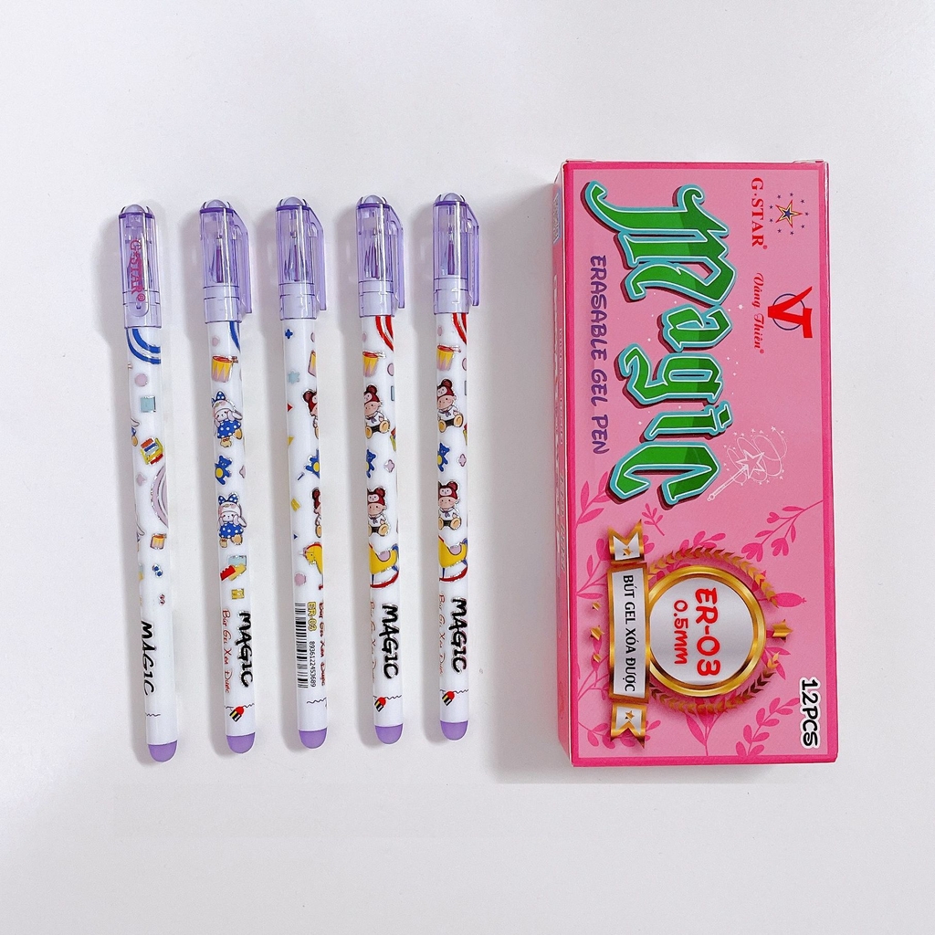 G-Star Bút Gel Xoá Được ER03 (Xanh, Tím) (12 Cây/Hộp; 10 Hộp/Lốc; 120 Hộp/Thùng)
