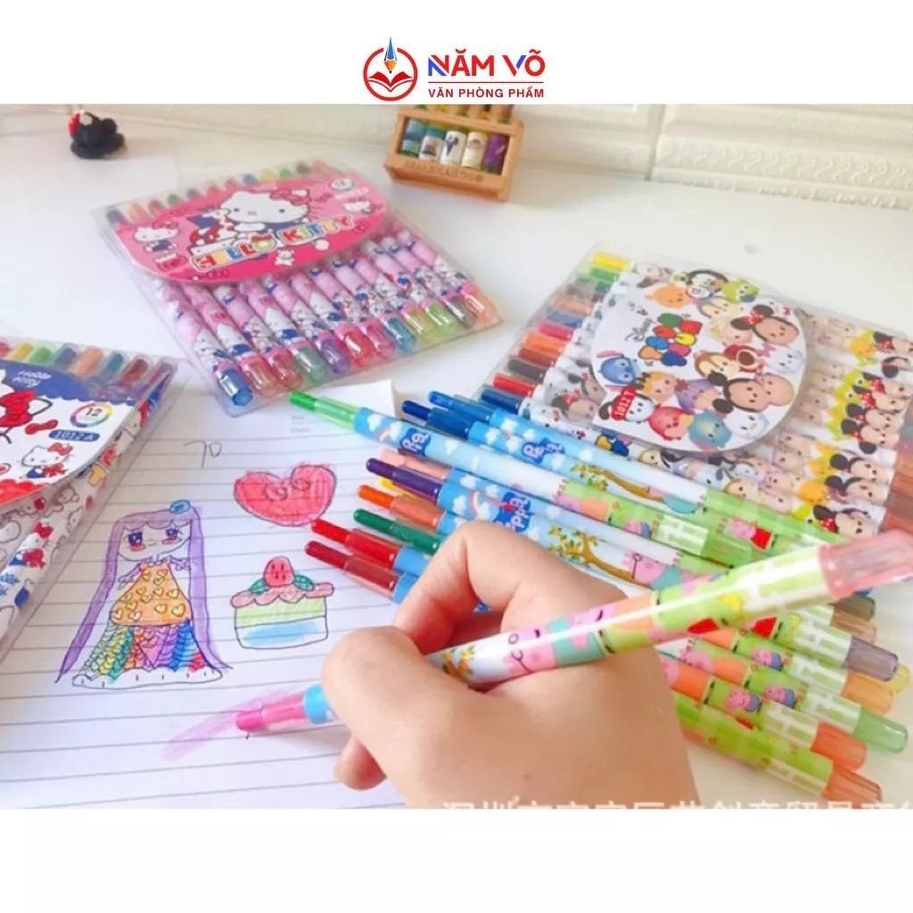 Sáp vặn 24 màu - NGẮN (6 Vĩ/Hộp; 96 Vĩ/Thùng) KM-0224; 1011S