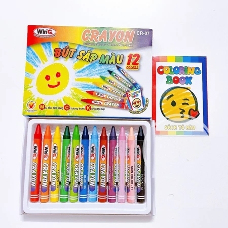 Win Q Bút Sáp Màu 12 Màu CR07 (10 Hộp/Lốc; 240 Hộp/ Thùng)