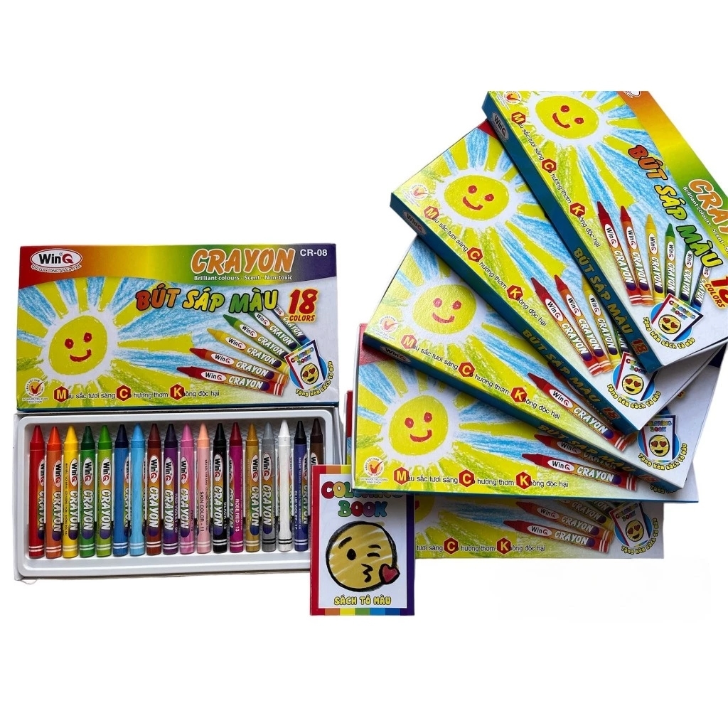 Win Q Bút Sáp 18 Màu CR08 (10 Hộp/Lốc; 120 Hộp/ Thùng)