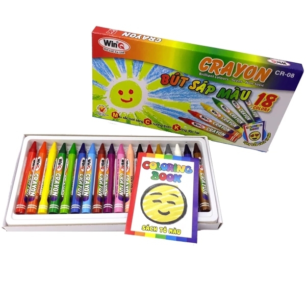 Win Q Bút Sáp 18 Màu CR08 (10 Hộp/Lốc; 120 Hộp/ Thùng)