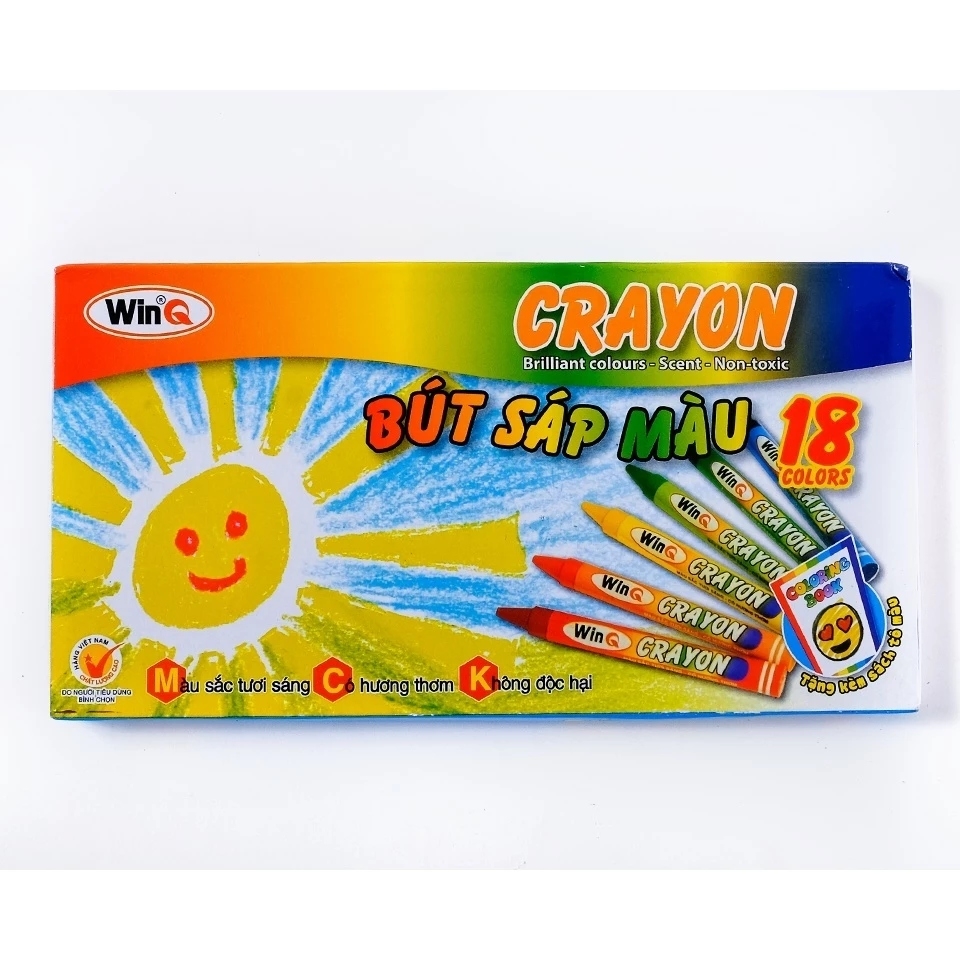 Win Q Bút Sáp 18 Màu CR08 (10 Hộp/Lốc; 120 Hộp/ Thùng)