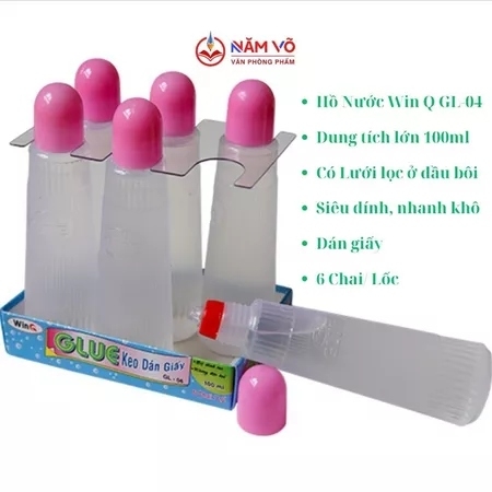 Win Q Keo Dán Giấy Chai Nước Loại Lớn 100ml GL04 (6 Chai/ Lốc; 36 Lốc/ Thùng)
