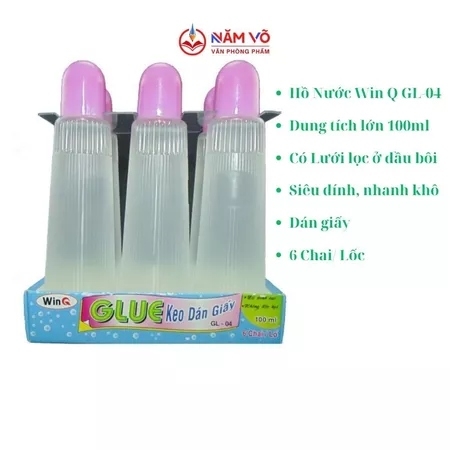 Win Q Keo Dán Giấy Chai Nước Loại Lớn 100ml GL04 (6 Chai/ Lốc; 36 Lốc/ Thùng)