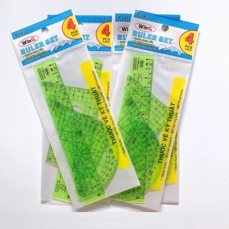 Win Q Bộ Thước 4 Cây Nhựa Dẻo Kỹ Thuật T-140 (20 Bộ/Hộp; 50 Hộp/ Thùng)