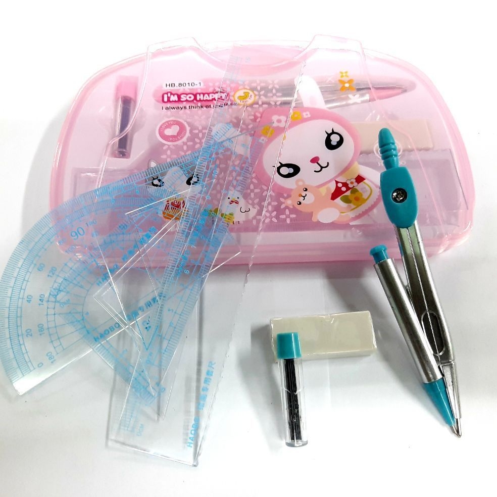 Bộ Compa Chì Bấm, Thước Gôm 6807 (12 Bộ/Hộp; 18 Hộp/Thùng)