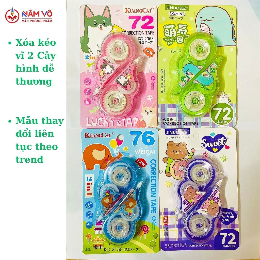 Xóa Kéo Vĩ 2 Cây Laigo LG-9902; Kuangcai (24 Vĩ/Hộp) (24 Hộp/Thùng)