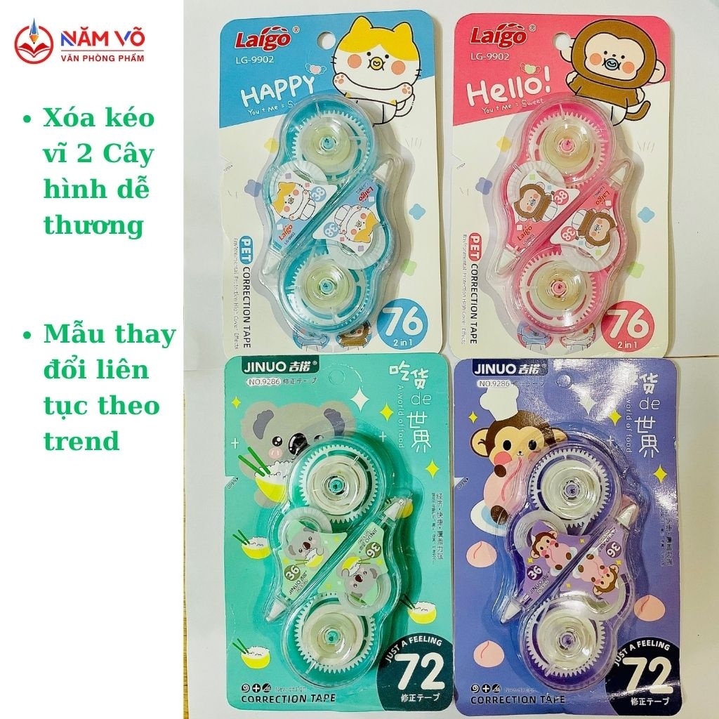 Xóa Kéo Vĩ 2 Cây Laigo LG-9902; Kuangcai (24 Vĩ/Hộp) (24 Hộp/Thùng)