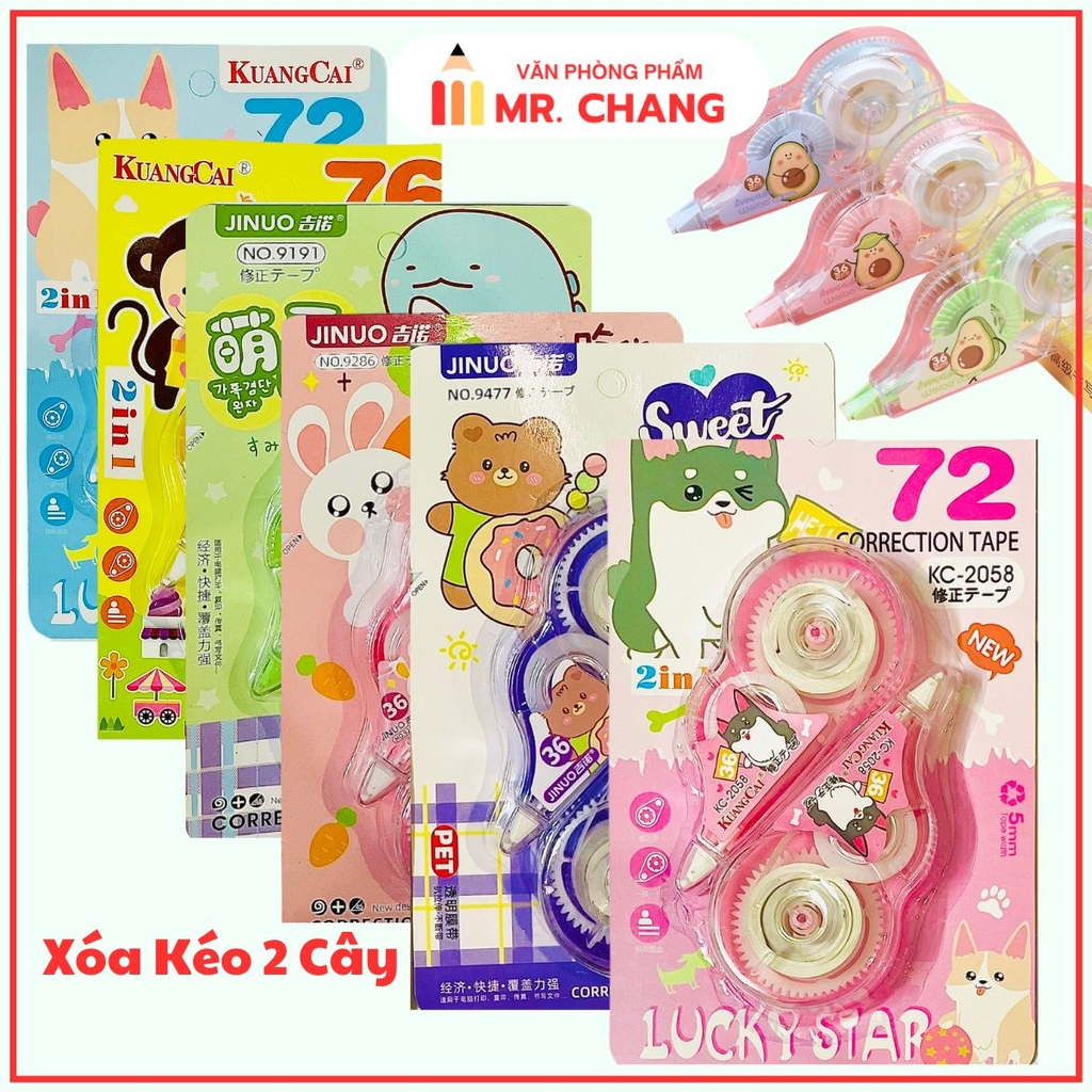 Xóa Kéo Vĩ 2 Cây Laigo LG-9902; Kuangcai (24 Vĩ/Hộp) (24 Hộp/Thùng)