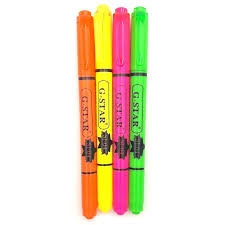 G-Star Bút Dạ Quang 2 Đầu SJ-04 (Vàng, Hồng, Cam, Lá) (4 Cây/Vĩ; 50 Vĩ/ Lốc; 300 Vĩ/ Thùng)