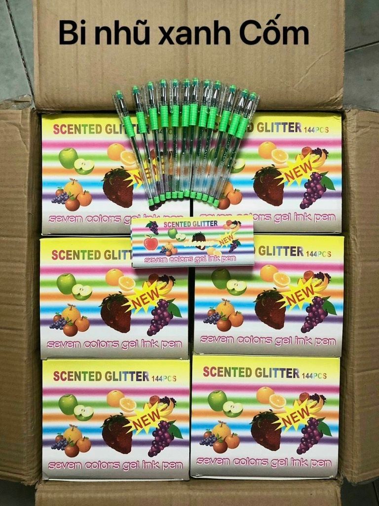 Bút Gel Nhũ Kim Tuyến Thơm Trái Cây GP301 (Đỏ, Cam, Bạc, Hồng, Dương, Lá) (12 Cây/Hộp)