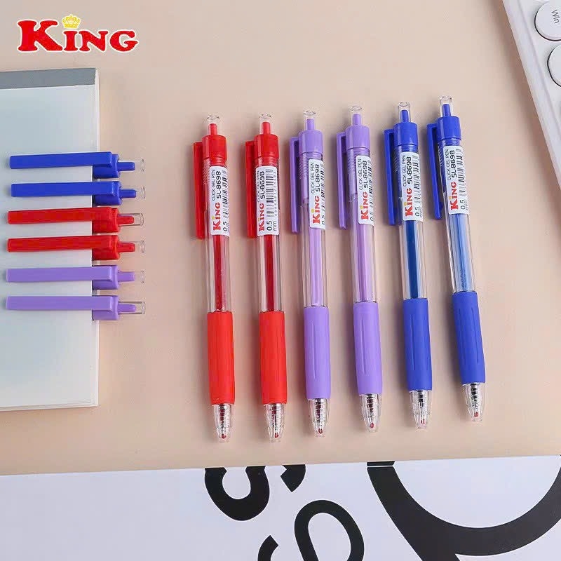 . Bút 8698 King/ T8 (Xanh, Tím, Đỏ, Đen) (12 Cây/Hộp; 16 Hộp/Lốc; 192 Hộp/Thùng)