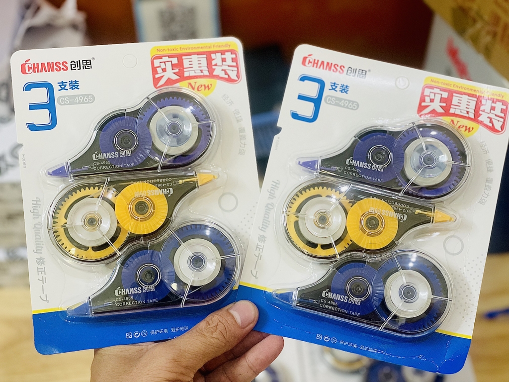 . Xóa Kéo Vĩ 3 Cây Chanss CS-4965 (24 Vĩ/Hộp) (16 Hộp/ Thùng)