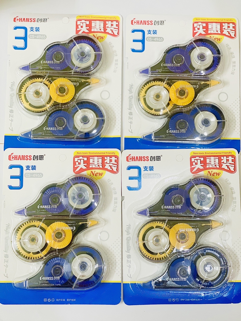 . Xóa Kéo Vĩ 3 Cây Chanss CS-4965 (24 Vĩ/Hộp) (16 Hộp/ Thùng)