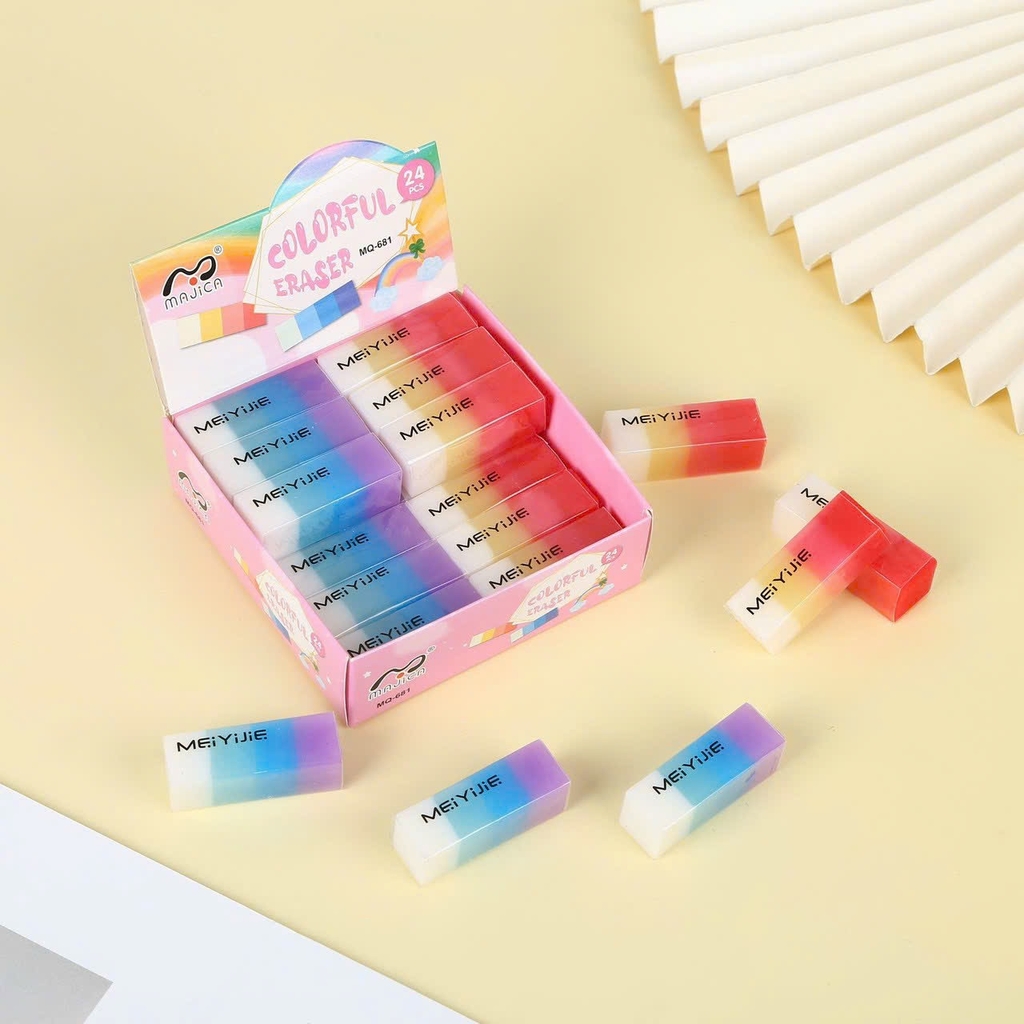 . Gôm Tẩy Cầu Vồng MQ 681 (24 Cục/Lốc; 30 Lốc/Thùng)