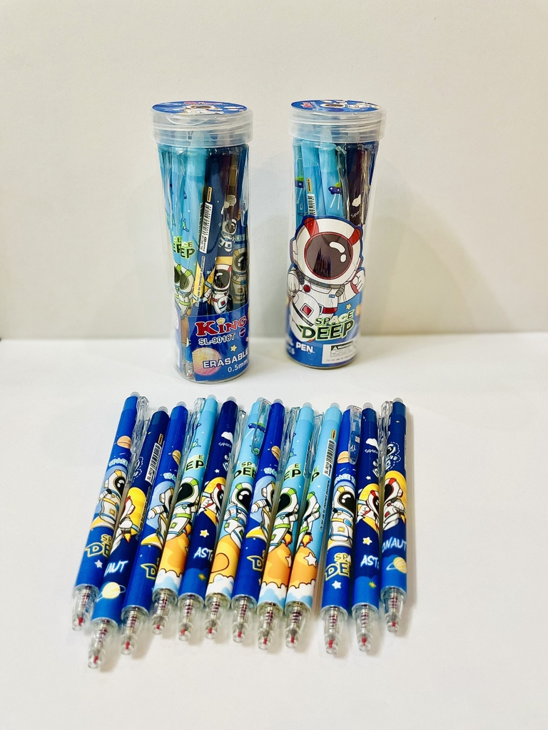 . LON 12 CÂY Bút Gel Bấm Xóa Được VS, King Lon (Xanh, Tím) (12 Cây/Lon) (12 Lon/Lốc) (16 Lốc/Thùng)