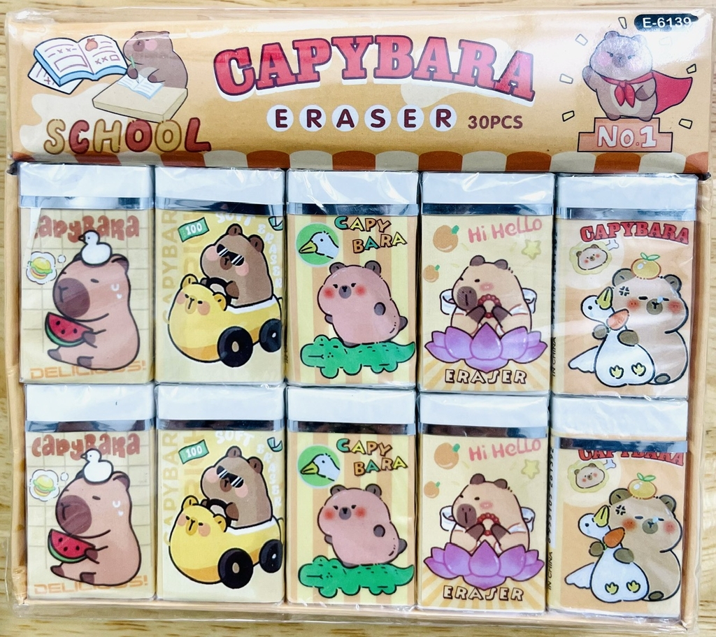 . Gôm Eraser CAPYBARA 6139 (30 Cục/Lốc; 20 Lốc/Thùng)