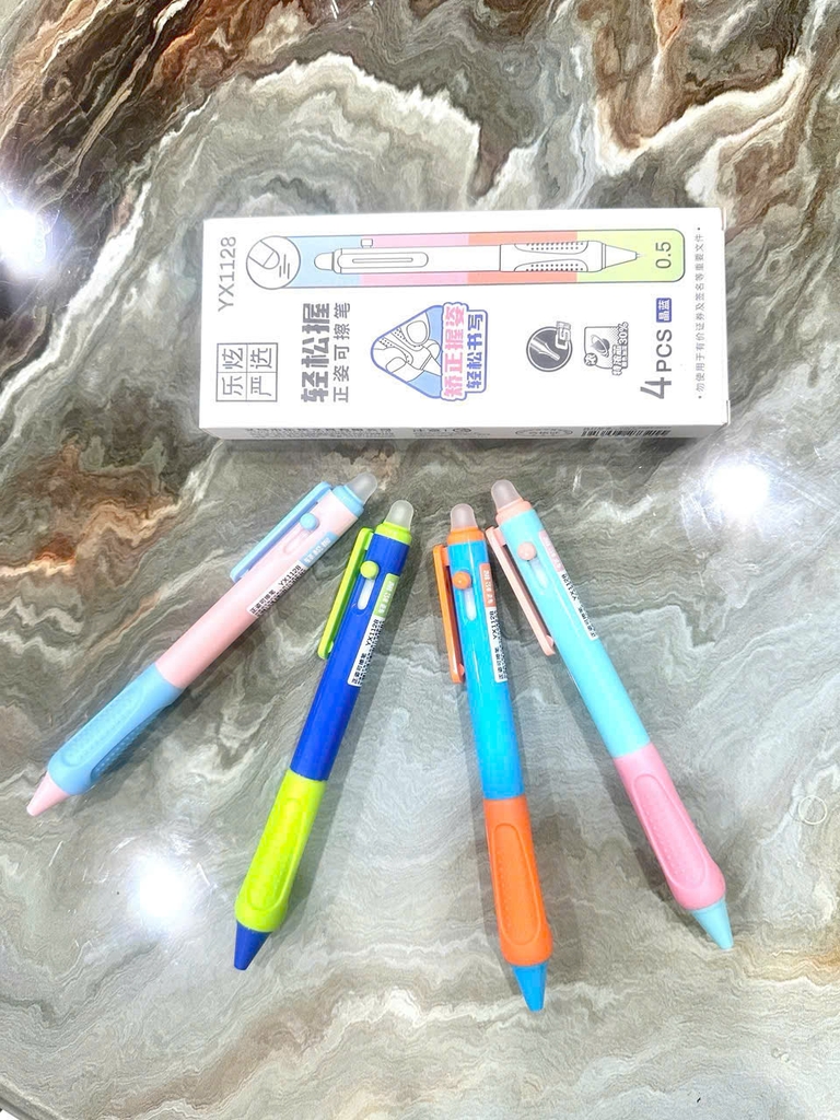 Bút Gel Bấm Xóa Được Có Định Vị Tay Cầm 1128 (4 Cây/ Hộp; 36 Hộp/ Lốc; 576 Hộp/ Thùng)