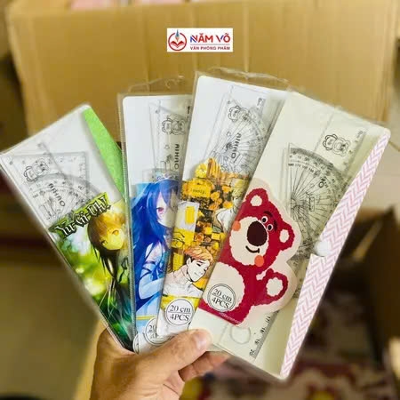 . Thước Bộ Nút Cứng Aihao 15cm (4 Cây/Bộ; 50 Bộ/Hộp; 16 Hộp/Thùng)