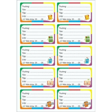 Nhãn Vở Đại 10 Nhãn Có Keo (5 Tờ/Xấp; 10 Xấp/Bó)