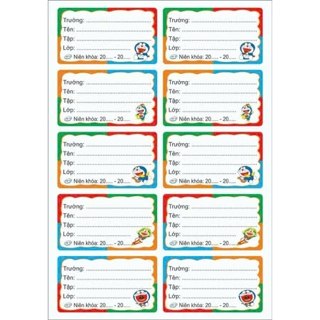 Nhãn Vở Đại 10 Nhãn Có Keo (5 Tờ/Xấp; 10 Xấp/Bó)