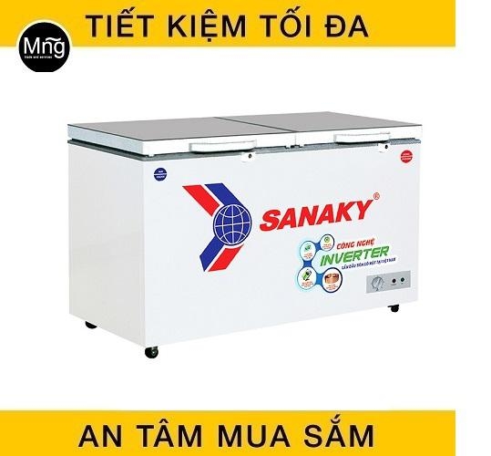 Tủ đông 2 chế độ 230 lít invereter Sanaky cánh kính cường lực xám  Inverter VH-2899W4K
