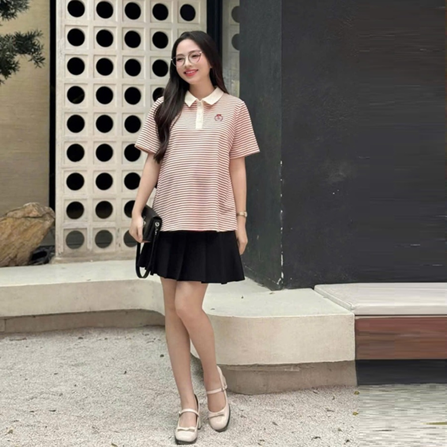 Chân Váy Bầu xếp li ngắn,  xinh tươi, trẻ trung. Chất Umi cotton đẹp, dày dặn - Dáng siêu xinh - Ảnh chụp thật