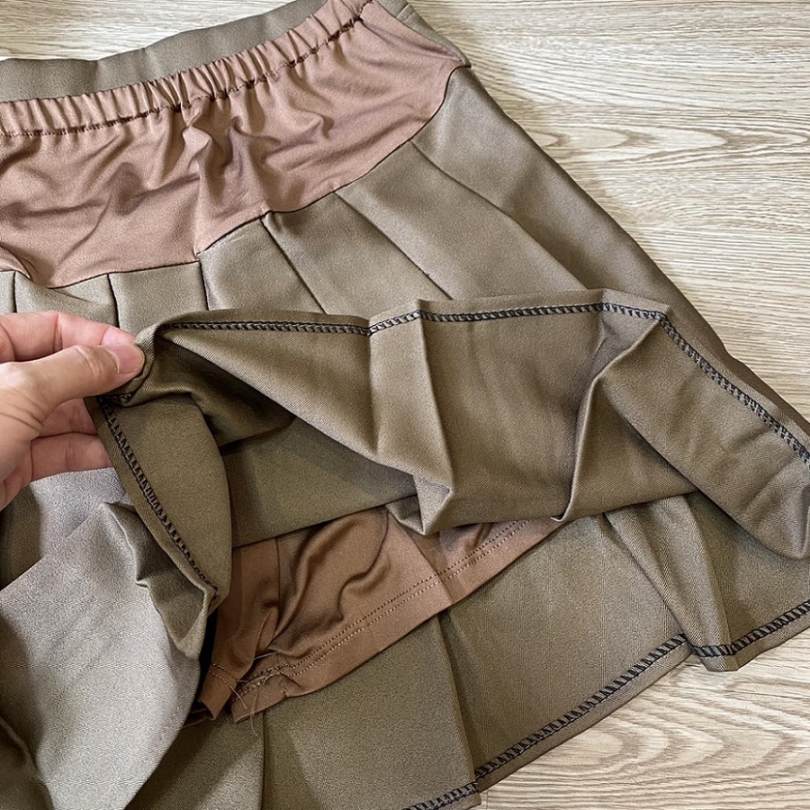 Chân Váy Bầu xếp li ngắn,  xinh tươi, trẻ trung. Chất Umi cotton đẹp, dày dặn - Dáng siêu xinh - Ảnh chụp thật