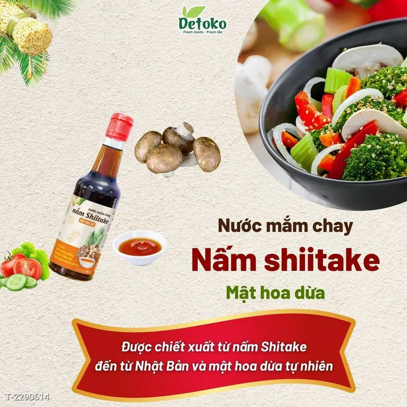Nước mắm chay nấm Shiitake mật hoa dừa 300ml