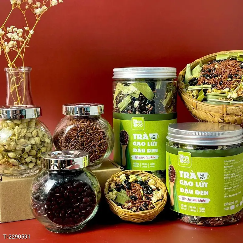 Trà gạo lứt đậu đen hoa nhài lá dứa thư giãn
