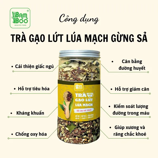 Trà gạo lứt lúa mạch gừng sả