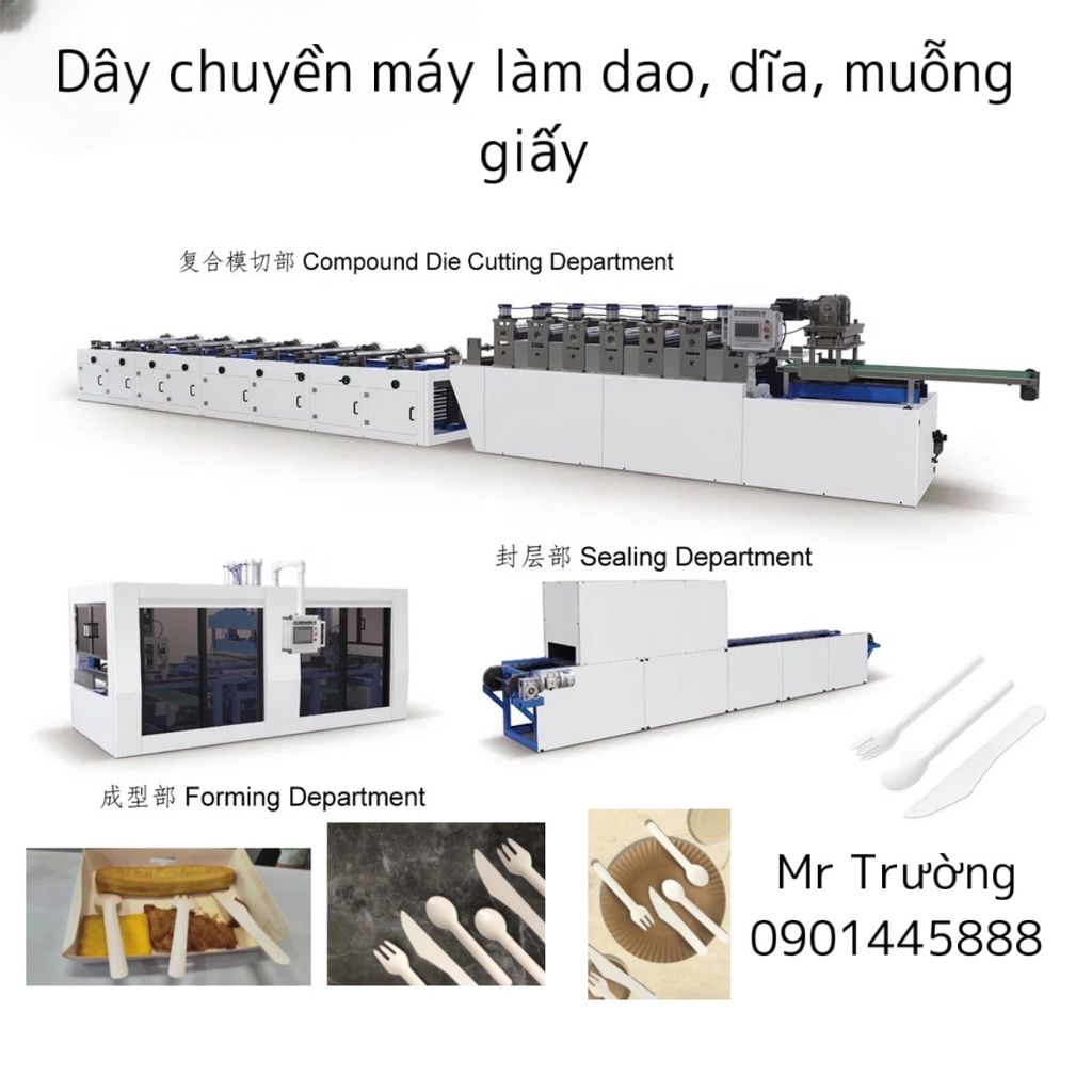 Máy làm dao, dĩa, muỗng bằng giấy