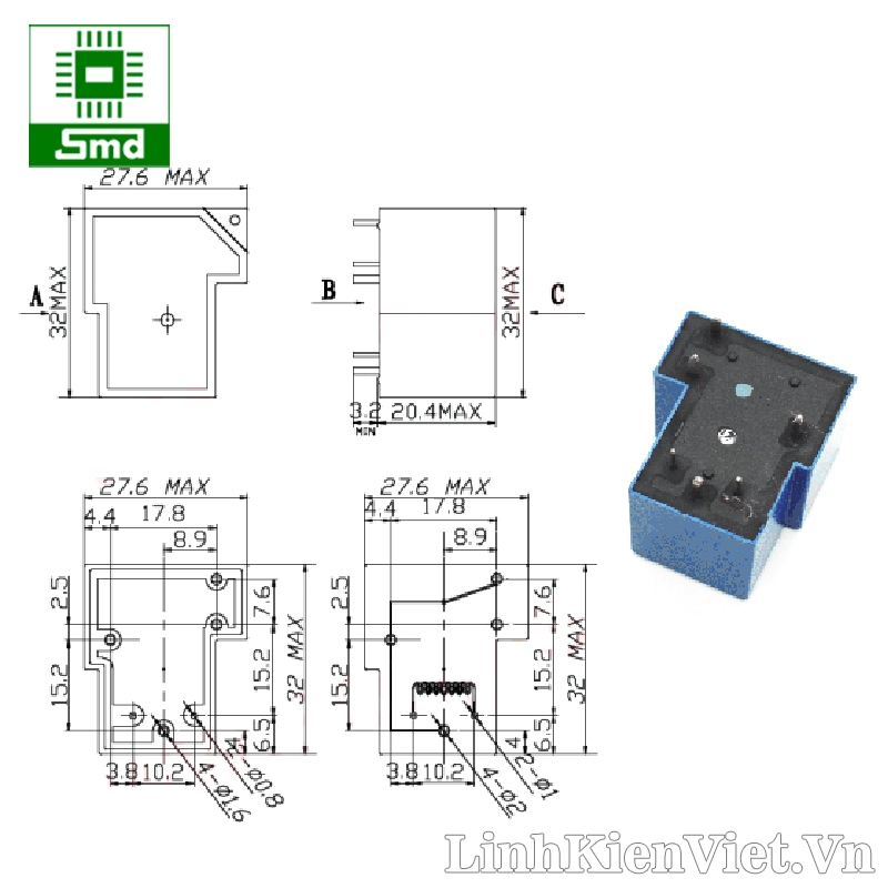 Relay Sla 12vdc Sl C 12v 30a 6 Chan Linh Kiện điện Tử Smd