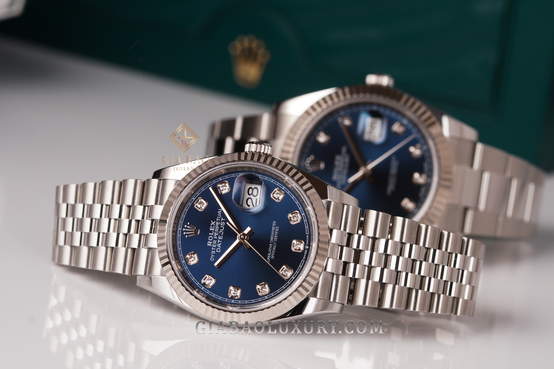 Đồng Hồ Rolex Datejust 41 126334 Mặt Số Xanh Nạm Kim Cương Dây Đeo Oyster