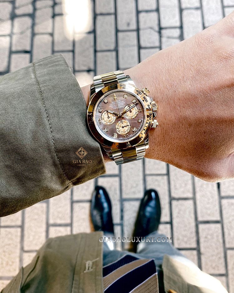 Đồng Hồ Rolex Cosmograph Daytona 116503 Mặt Số Xà Cừ Tím Cọc Kim Cương