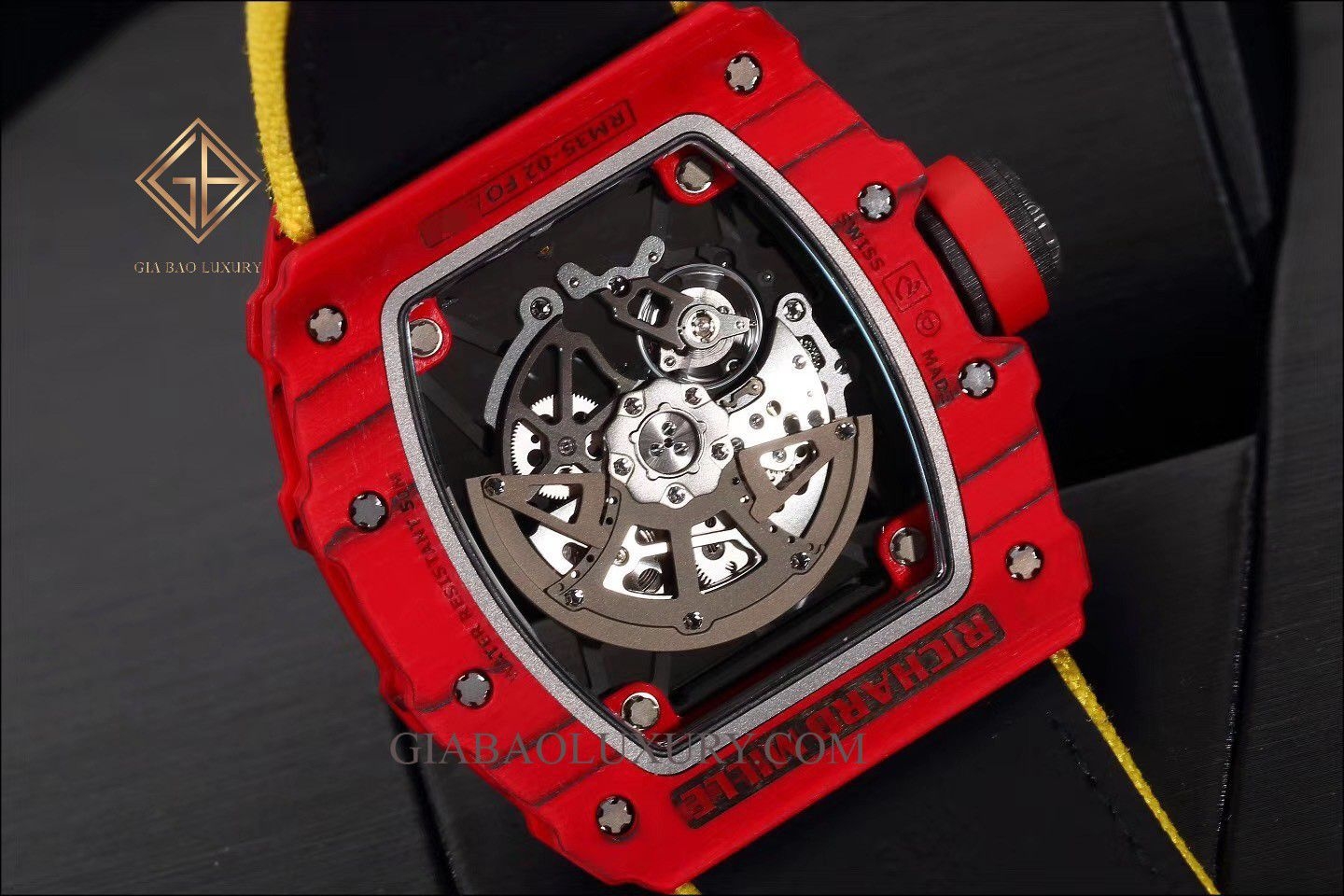 Đồng Hồ Richard Mille RM 35-02 Carbon Đỏ Đính Kim Cương