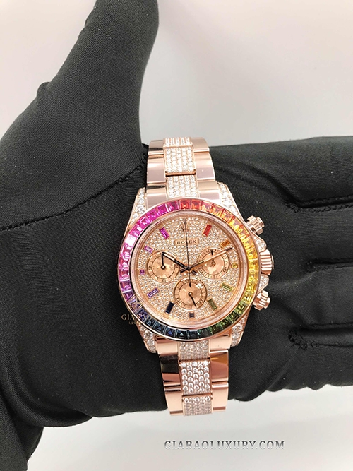 Đồng Hồ Rolex Cosmograph Daytona 116595RBOW Mặt Số Và Dây Đính Kim Cương