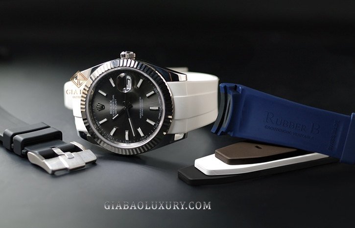 Dây cao su Rubber B dành cho đồng hồ Rolex Datejust 41mm phiên bản 2016 đến nay - Tang Buckle Series