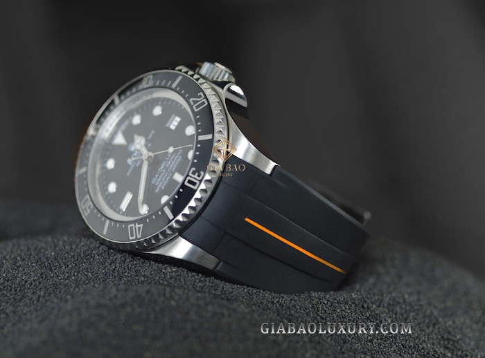 Dây cao su Rubber B dành cho đồng hồ Rolex Sea-Dweller DEEPSEA 44mm Ref. 116660 vành Ceramic khóa Glidelock (2008 - 2017) - Tang Buckle Series VulChromatic®