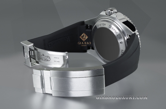 Dây cao su Rubber B dành cho đồng hồ Rolex Sea-Dweller DEEPSEA 44mm Ref. 116660 vành Ceramic khóa Glidelock (2008 - 2017) - Glidelock Edition