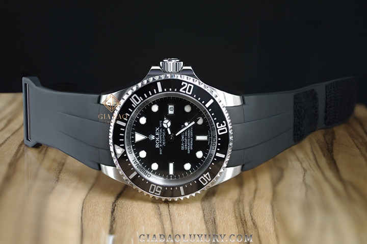 Dây cao su Rubber B dành cho đồng hồ Rolex Sea-Dweller DEEPSEA 44mm Ref. 116660 vành Ceramic khóa Glidelock (2008 - 2017) - Velcro® Series